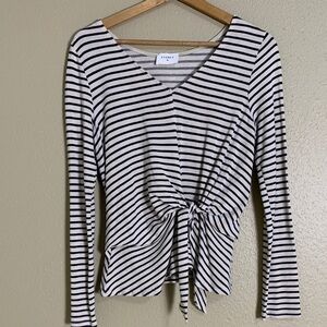 Everly Classic Striped‎ Tie-Front Blouse